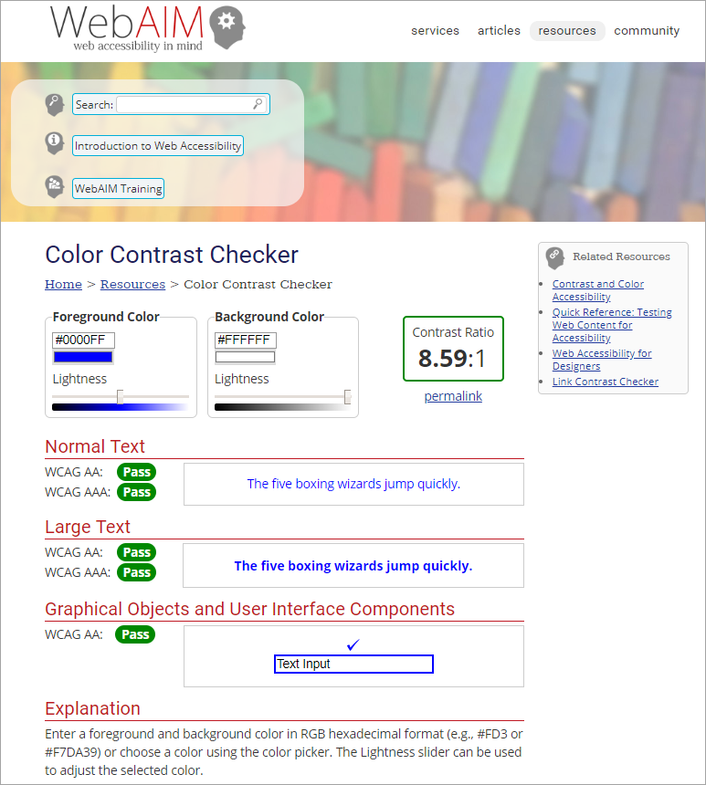 Accessibility shop contrast checker