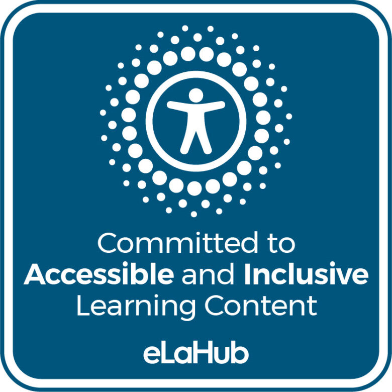 eLaHub committed to accessible and inclusive learning content digital badge.