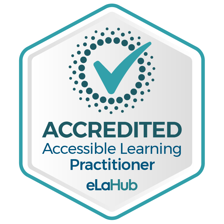 eLaHub Accredited Accessible Learning Practitioner digital credential.